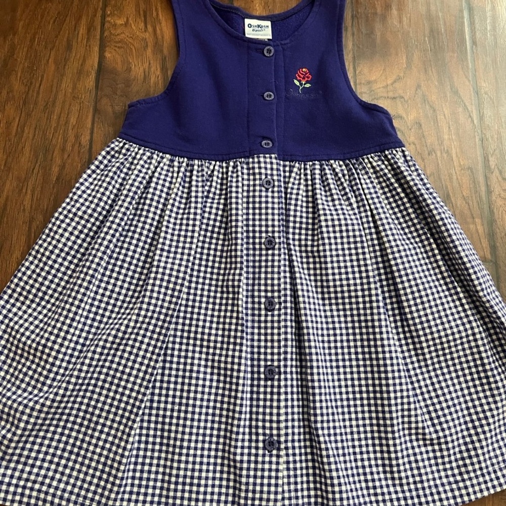 Vintage oshkosh purple  and White Checkered Kids Dress